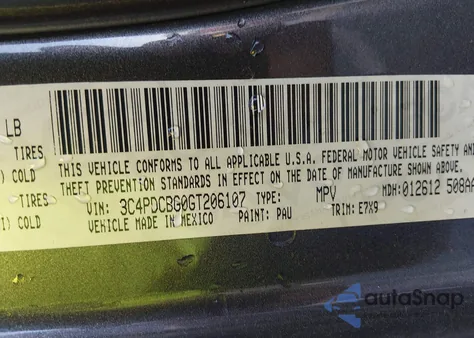 2016 Dodge Journey Sxt z USA, uszkodzony, nr VIN 3C4PDCBG0GT206107